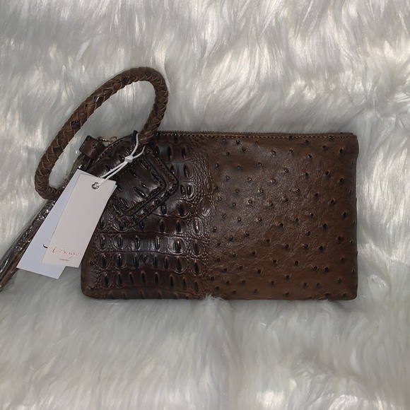 Various Color Vegan ostrich Print Wristlets Bundle (1 Blk, 1Coffee, 1 Blue) - Picture 9 of 14